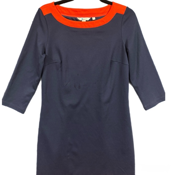 Chic Boden Siobhan Shift Dress Navy & Tomato Red Size 8 – Like New - Picture 5 of 8